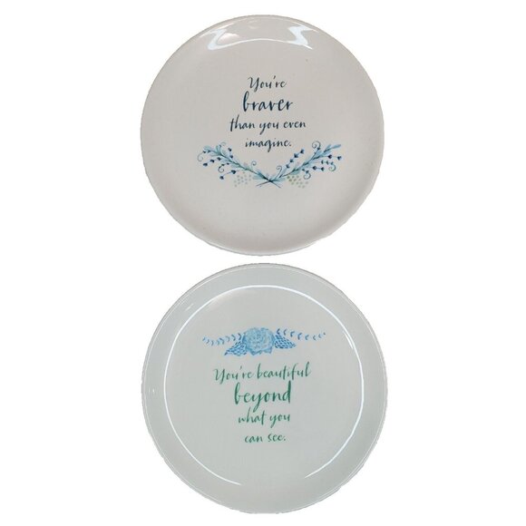Inspirational Plates incourage 6 1/4” Set of 2 Saucer Dessert Blessing Friends - Picture 9 of 14